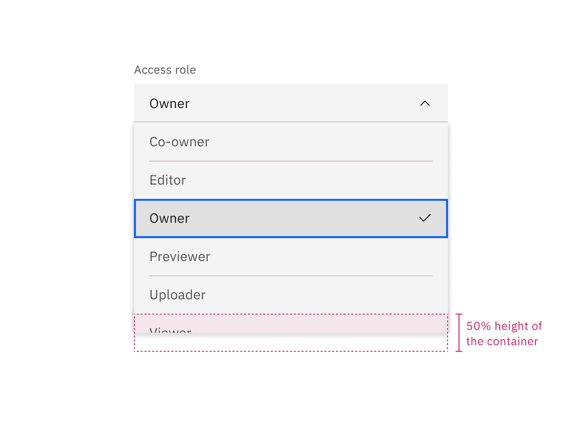 Dropdown scrolling menu option cutoff.